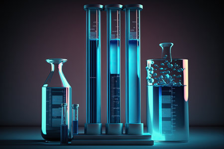 Blue toned test tubes with a pipetteの素材