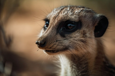 Close up of a Meerkat in Namibiaの素材