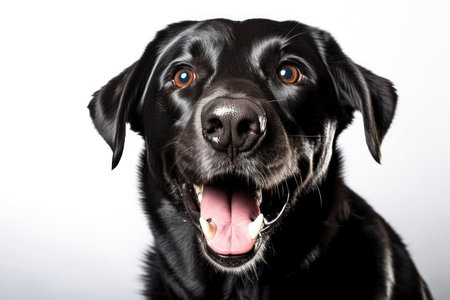 A happy black lab receiving a belly rub that is much deservedの素材