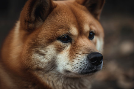 A close up of a Shiba Inu dogの素材
