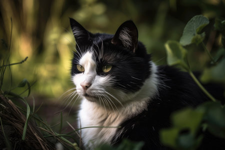 Domestic black and white catの素材