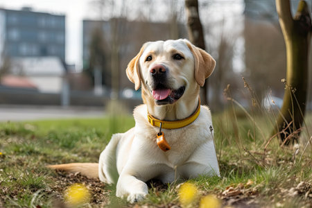 Having fun in the garden. Labrador Retrieverの素材