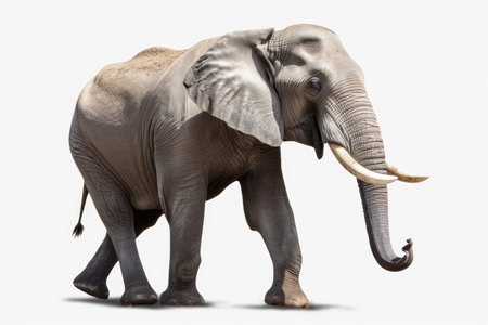 On a white background, an elephant is isolated. Mammoths are large creatures. (Path clipping)の素材