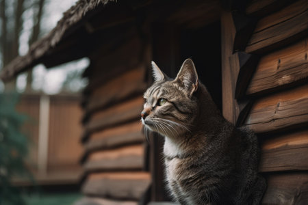 In the cottage, the catの素材