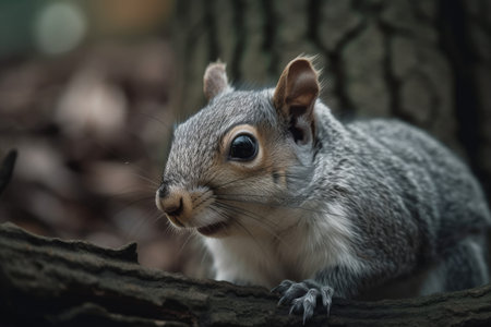 On a branch, a grey squirrelの素材