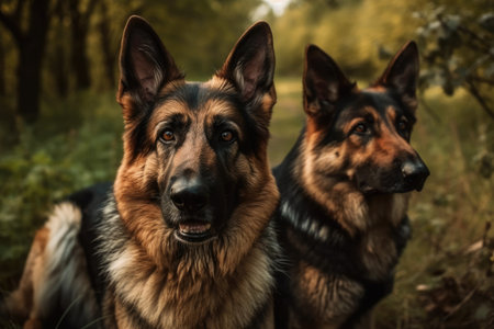 Two German Shepherds in a portraitの素材