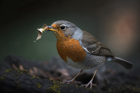 White Starred Robin catching a small worm for Breakfastの素材