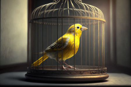 The canary chirped in the cageの素材