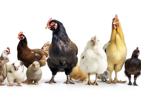 a collection of several farm animals against a white background. Banner formatの素材