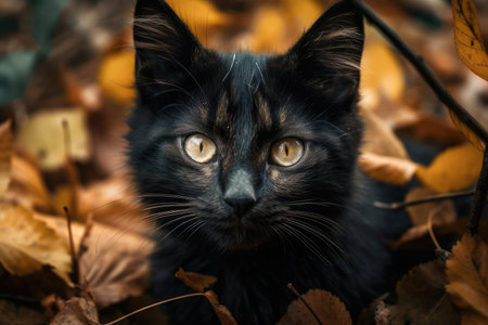 a black kitten. Generative AIの素材