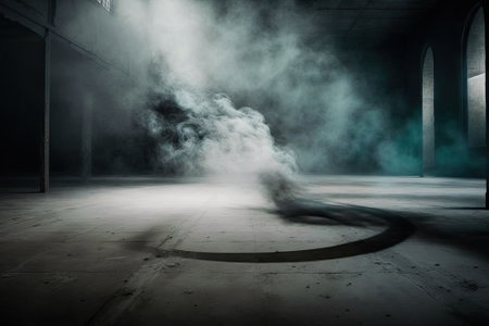 concrete floor and smoke backgroundの素材