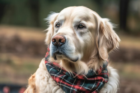 plaid covered golden retrieverの素材