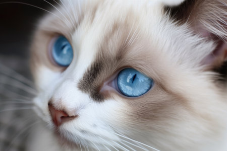 image of a little cat with blue eyes up closeの素材