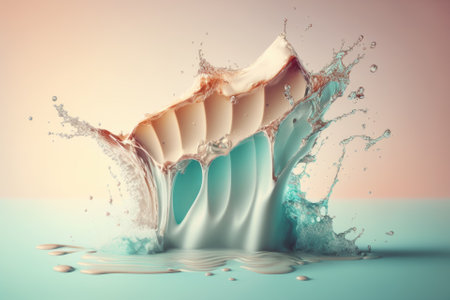 splashing clean water texture over a pastel backgroundの素材