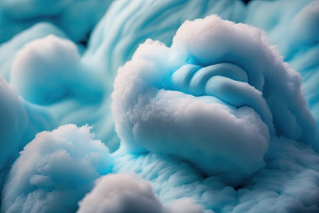 A background of blue cotton candy is shown up closeの素材