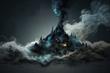 Foreground smoke, dark Digital art created on a computerの素材