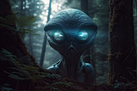 In the wilderness, an alien creatureの素材