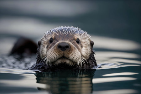 Close up picture of a sea otterの素材