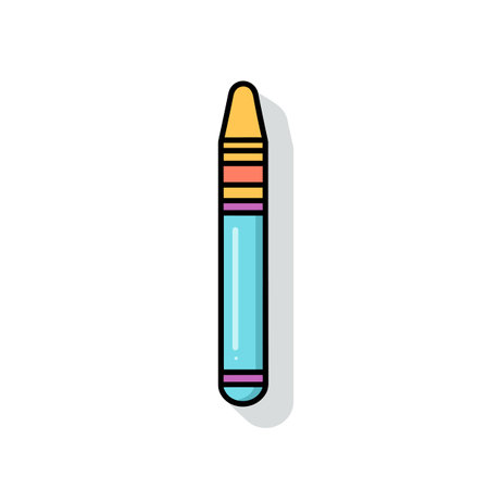 Vector of a flat icon of a blue pencil with a yellow tipの素材
