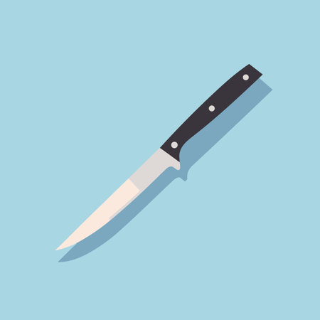 Vector of a black and white knife on a blue backgroundのイラスト素材