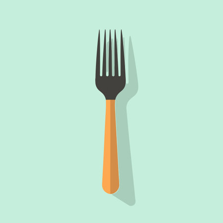 Vector of a fork with a long shadow on a blue backgroundのイラスト素材
