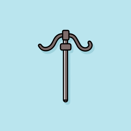 Vector of an umbrella with a long handle on a blue backgroundの素材