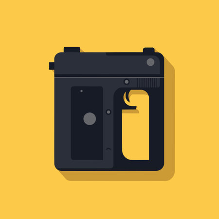 Vector of a camera with a long shadow on a yellow backgroundの素材