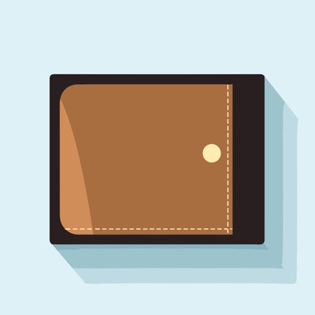 Vector of a brown leather wallet on a blue background