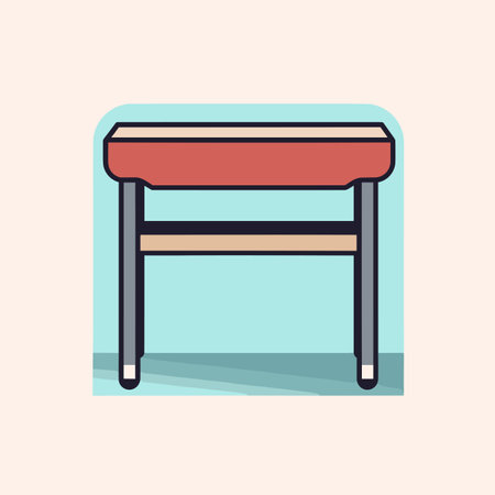 Vector of a red table with legs, in a simple and minimalistic styleの素材