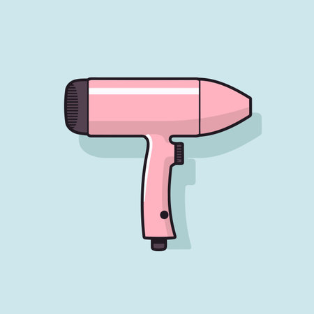 Vector of a pink hair dryer on a blue background - Vector Icoのイラスト素材