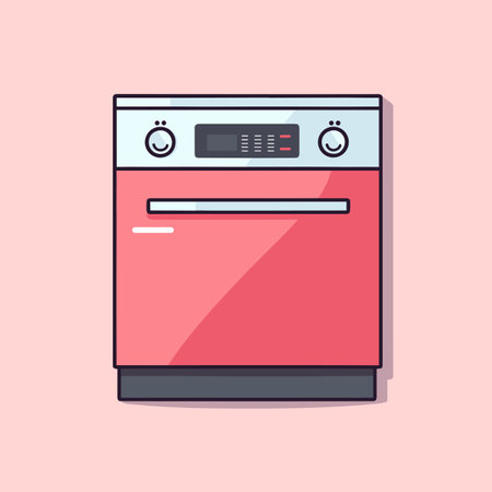 Vector of a pink oven with two knobs on itのイラスト素材