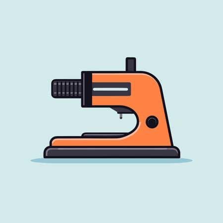 Vector of an orange and black machine on a blue backgroundの素材