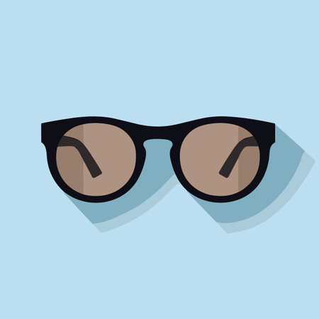 Vector of a pair of glasses with a shadow on a blue backgroundのイラスト素材