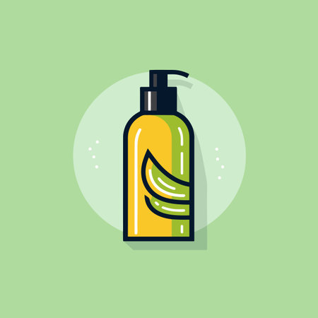 Vector of a soap bottle with a banana icon on itのイラスト素材