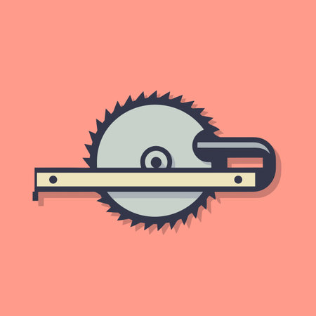 Vector of a pink circular saw blade icon on a vibrant backgroundのイラスト素材