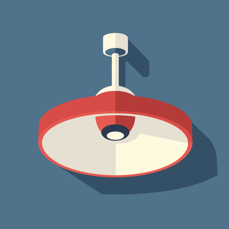 Vector of a red and white ceiling light on a blue backgroundの素材