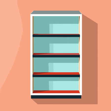 Vector of a flat icon of a shelf with three shelvesの素材