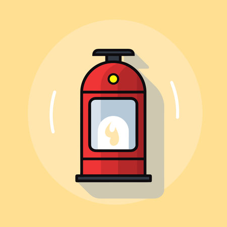 Vector of a red fire extinguisher icon on a yellow backgroundの素材
