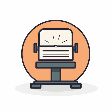 Vector of a desk with a clock icon on top - minimalist line art styleの素材