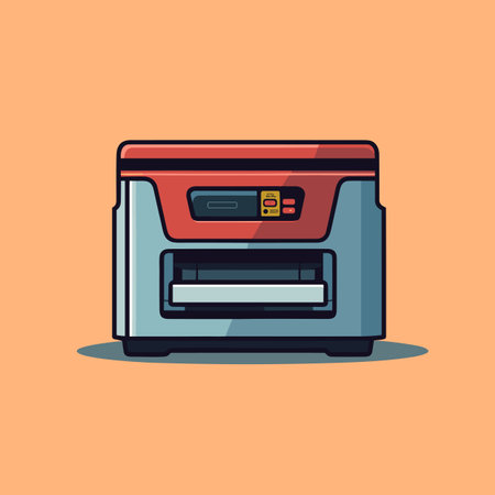Vector of a colorful machine icon on a yellow background with a modern and minimalist designの素材