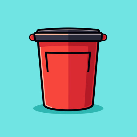 Vector of a red trash can icon on a blue backgroundのイラスト素材