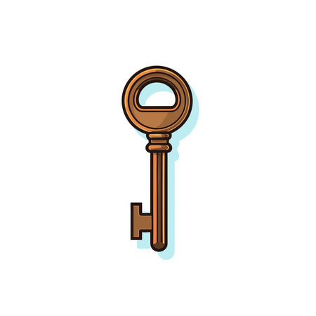 Vector of a golden key icon on a white backgroundのイラスト素材