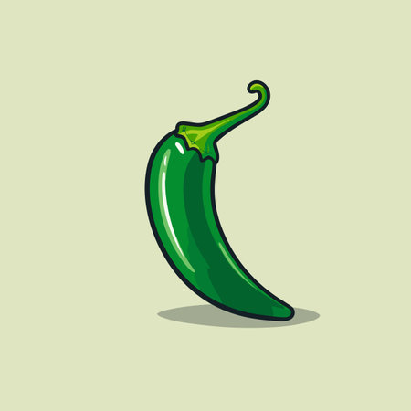 Vector of a flat green pepper icon on a light green backgroundの素材