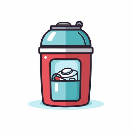 Vector of a red and blue container with a person insideの素材