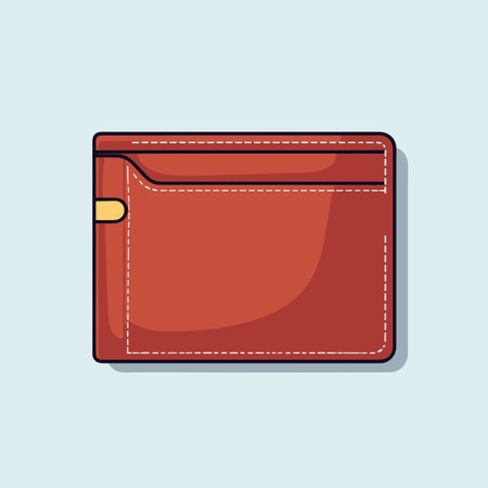 Vector of a red leather wallet on a blue backgroundのイラスト素材