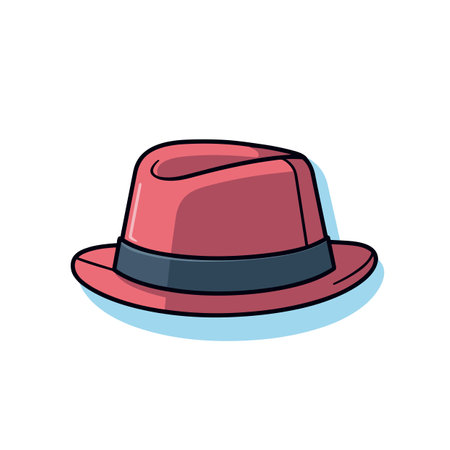 Vector of a red hat with a black band around the brimのイラスト素材