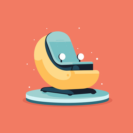 Vector of a cartoon character sitting on top of a yellow objectの素材