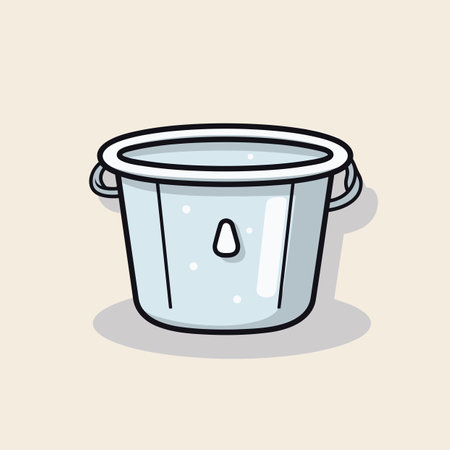 Vector of a white bucket with a handle on a beige backgrounの素材