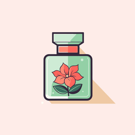 Vector of a perfume bottle with a beautiful flower design - vector illustrationのイラスト素材