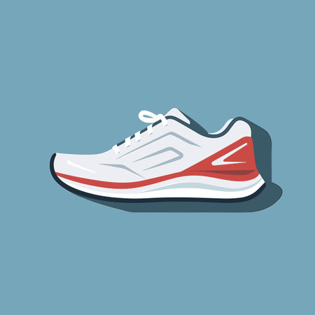 Vector of a white and red shoe on a blue backgroundのイラスト素材